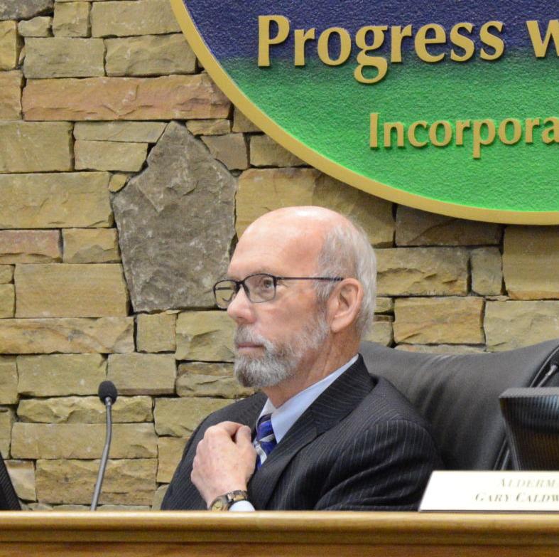 Waynesville Mayor Gavin Brown with town crest
